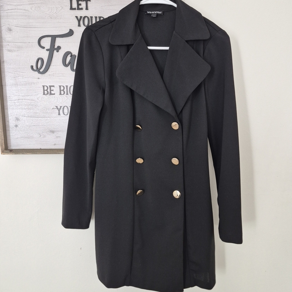 Wearever Jackets & Blazers - Chic Black Pea Coat with Gold Buttons